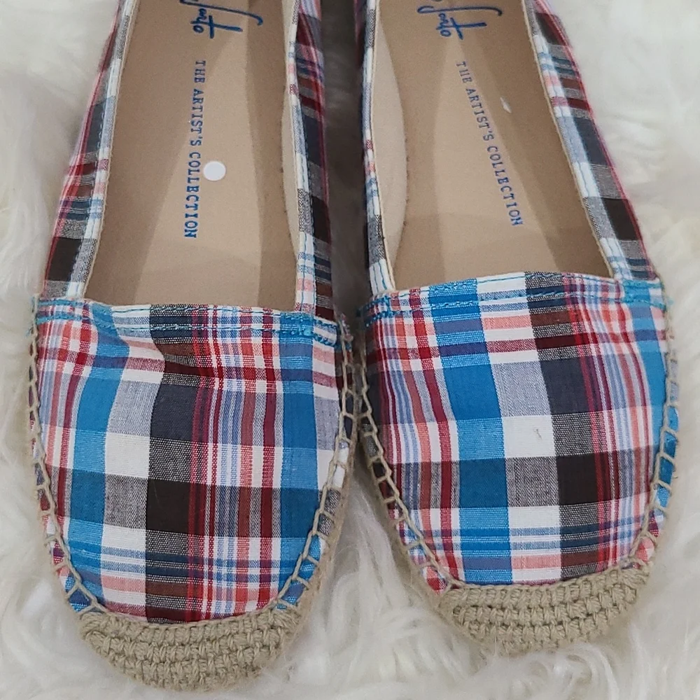 Franco Sarto Womens Espadrille Plaid Canvas Fabric Size ‎ 6.5 M